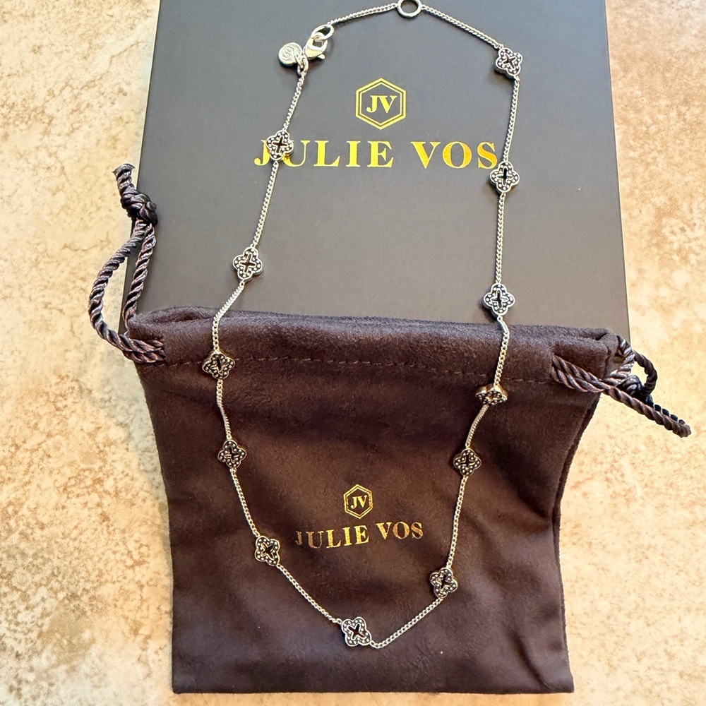 New Julie Voss Florentine Demi Delicate Station Necklace Silver